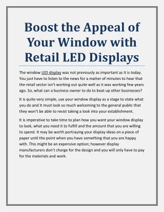 Boost the Appeal of Your Window with Retail LED Displays