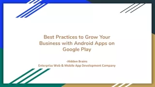 Best Practices to Grow Your Business with Android Apps on Google Play