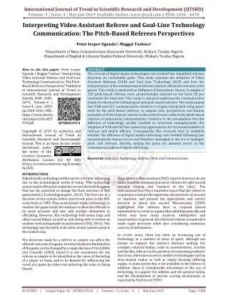 Interpreting Video Assistant Referee and Goal-Line Technology Communication: The Pitch-Based Referees Perspectives