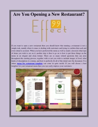 Are You Opening a New Restaurant?