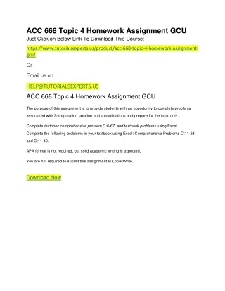 ACC 668 Topic 4 Homework Assignment GCU