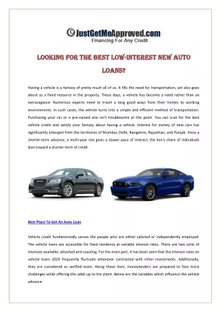 Looking For the Best Low-Interest New Auto Loans?