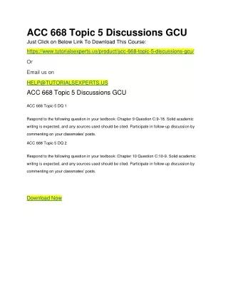 ACC 668 Topic 5 Discussions GCU