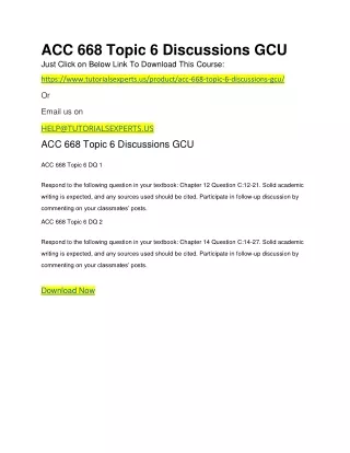 ACC 668 Topic 6 Discussions GCU