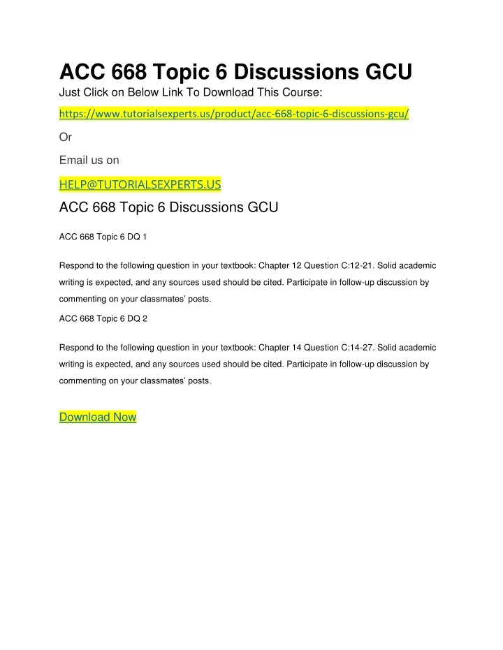 acc 668 topic 6 discussions gcu just click