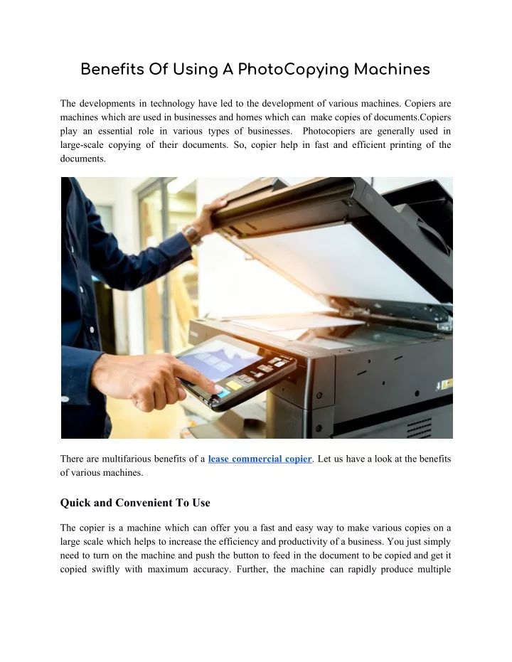 benefits of using a photocopying machines