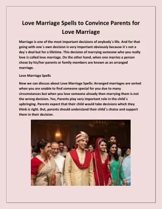 Love Marriage Spells To Convince Parents For Love Marriage