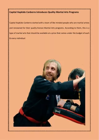 Capital Hapkido Canberra Introduces Quality Martial Arts Programs