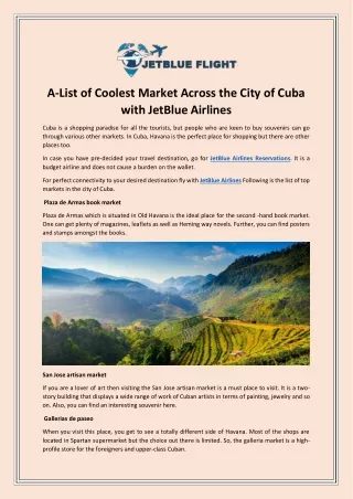 A-List of Coolest Market Across the City of Cuba with JetBlue Airlines