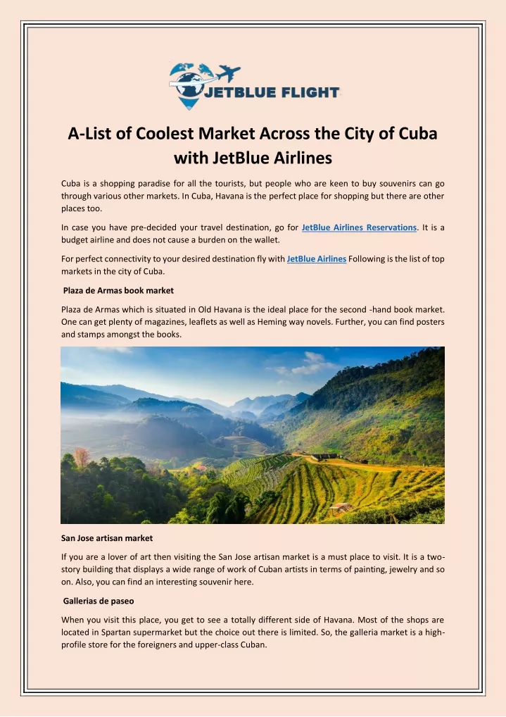 a list of coolest market across the city of cuba