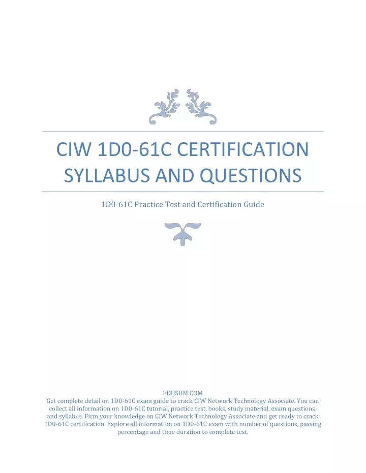 ciw 1d0 61c certification syllabus and questions