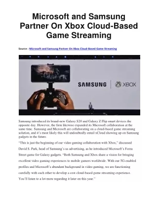 Microsoft and Samsung Partner On Xbox Cloud-Based Game Streaming