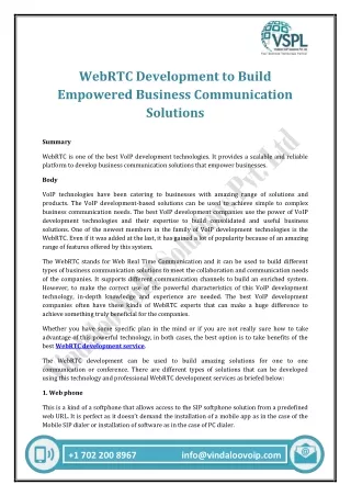 WebRTC Development to Build Empowered Business Communication Solutions