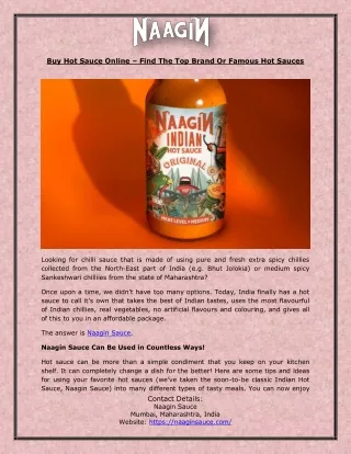 Buy Hot Sauce Online – Find The Top Brand Or Famous Hot Sauces