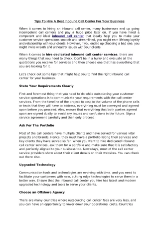 tips to hire a best inbound call center for your