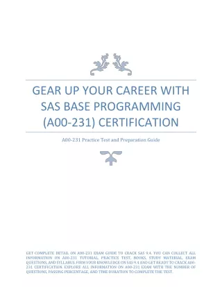 Gear up Your Career with SAS Base Programming (A00-231) Certification