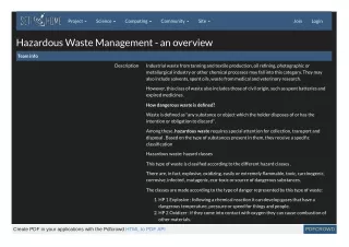 Hazardous Waste Management - An Overview