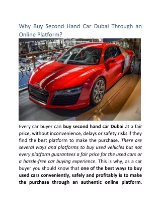 Why Buy Second Hand Car Dubai Through an Online Platform?