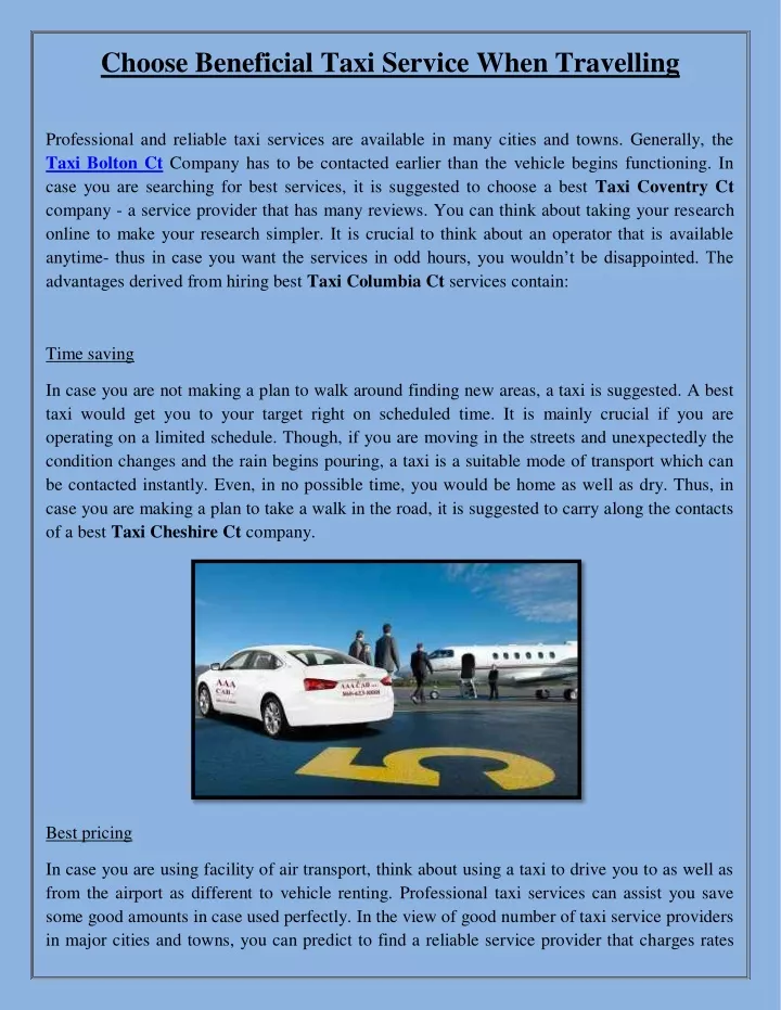 choose beneficial taxi service when travelling