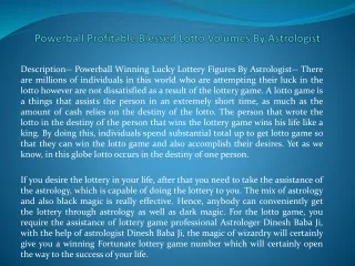 Powerball Profitable Blessed Lotto Volumes By Astrologist