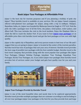 Book Jaipur Tour Packages at affordable price