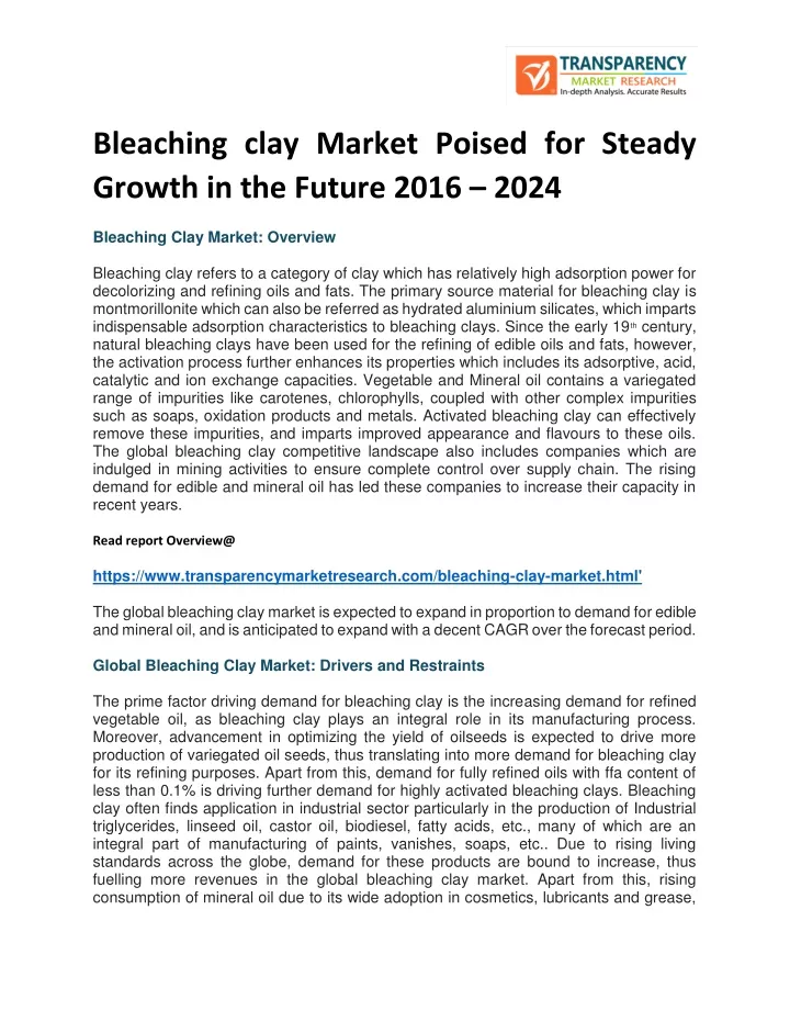 bleaching clay market poised for steady growth