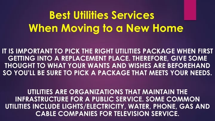 best utilities services when moving to a new home
