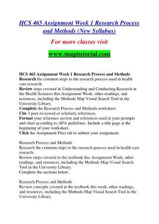 HCS 465 Education Redefined / snaptutorial.com