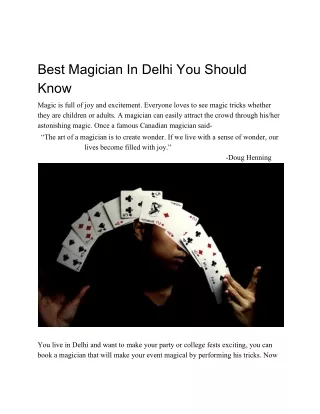 Best Magician In Delhi You Should Know