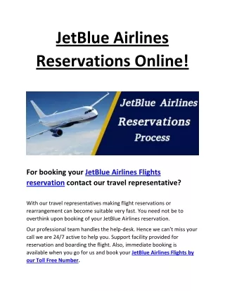 JetBlue Airlines Reservations - ["24/7 Customer Support"]