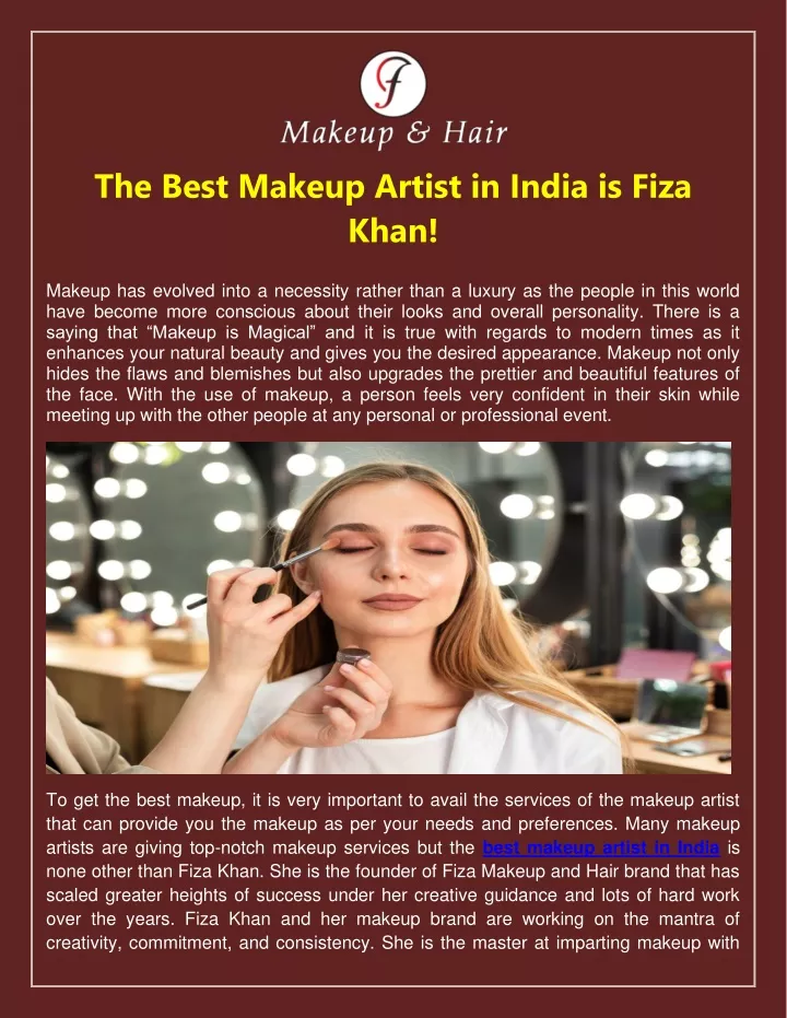 the best makeup artist in india is fiza khan