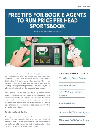 Per Head BSS: Free Tips for Bookie Agents to Run Price Per Head Sportsbook