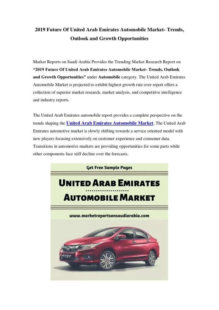 2019 future of united arab emirates automobile