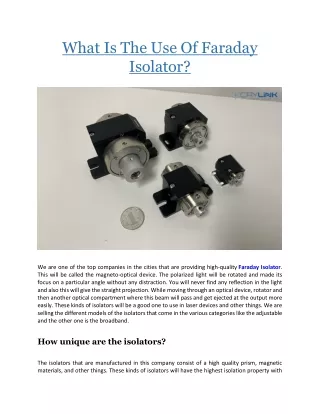 What Is The Use Of Faraday Isolator?