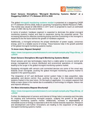 Smart Sensors Strengthens "Microgrid Monitoring Systems Market" at a Staggering CAGR of 17% Between 2018 to 2026