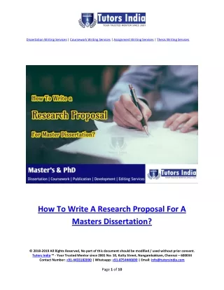 Tips to Write a Research Proposal for Masters Dissertation - TutorsIndia.com for my Research Proposal Help