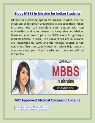 MBBS In Ukraine | Call us at 9971698297