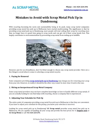 Mistakes to Avoid with Scrap Metal Pick Up in Dandenong