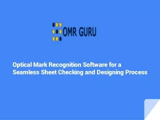 Optical Mark Recognition Software for a Seamless Sheet Checking & Designing Process