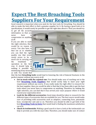expect the best broaching tools suppliers