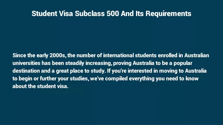 student visa subclass 500 and its requirements