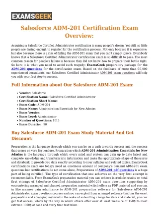 Actual Salesforce ADM-201 [2020] Questions PDF Samples For Free 