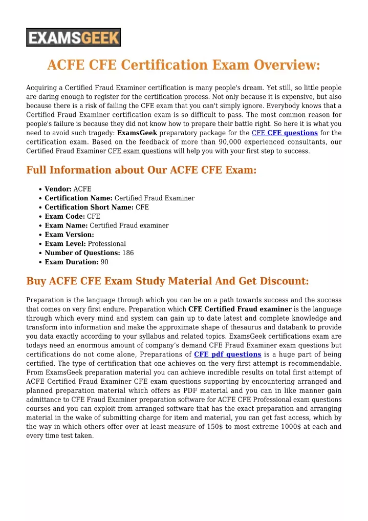 acfe cfe certification exam overview