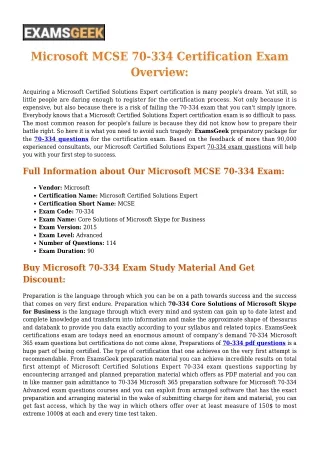 Get Microsoft 70-334 Exam Questions - Pass In First Attempt