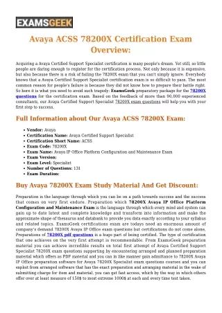 Buy Avaya 78200X [2020] Exam Questions - Secret To Pass