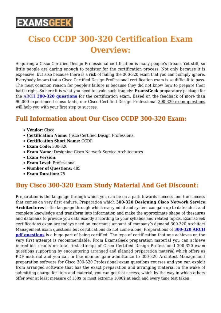 cisco ccdp 300 320 certification exam overview