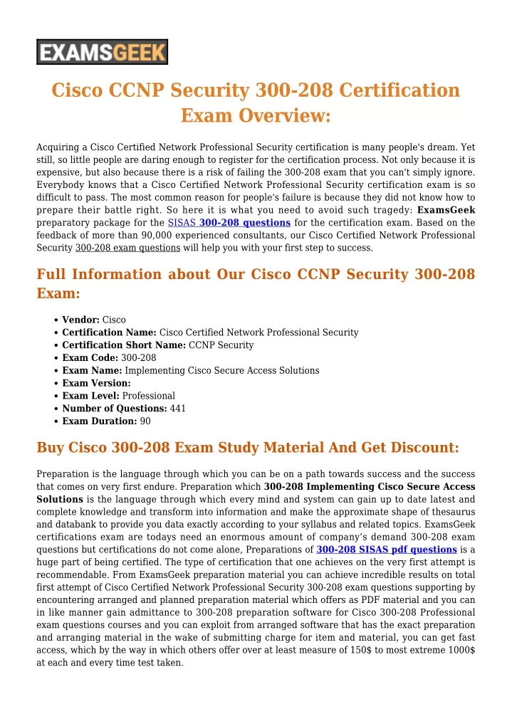 cisco ccnp security 300 208 certification exam