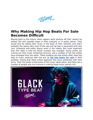 Why Making Hip Hop Beats For Sale Becomes Difficult
