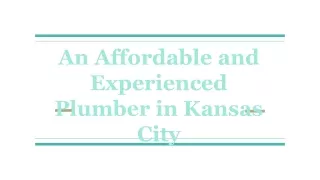 Hire an affordable and experienced plumber in Kansas City
