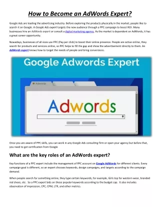 How to Become an AdWords Expert